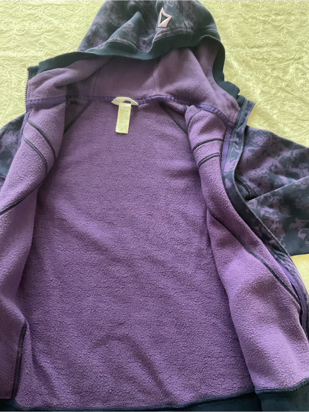 Ivivva Kids Heavy Purple Lined Hoodie with Tie-Dye Accents - Sz 10